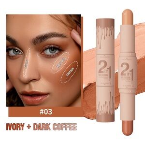 Hello Kiss 2-in-1 Concealer Contour Stick - Ivory & Dark Coffee